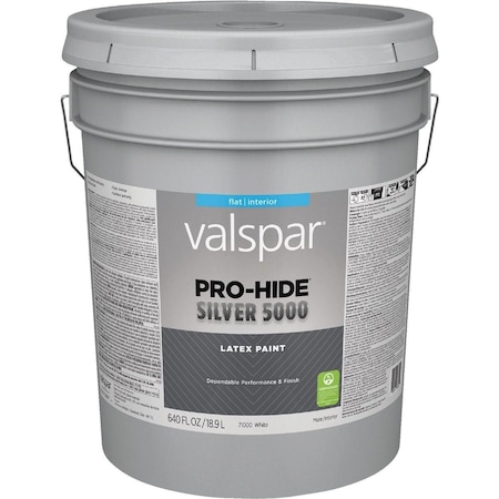 Valspar Pro-Hide Silver 5000 Latex Flat Interior Wall Paint, White Base, 5 Gal. 028.0071000.008